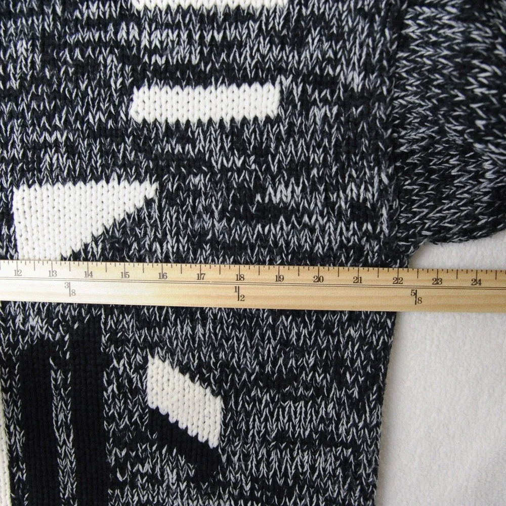 Vintage 90s Geometric Knit Sweater Mens M Black White Abstract Retro Graphic Dad